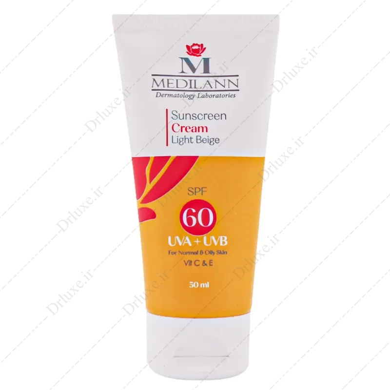 کرم ضد آفتاب SPF 60 بژ روشن مدیلن پوست چرب و معمولی 50 میلی لیتر